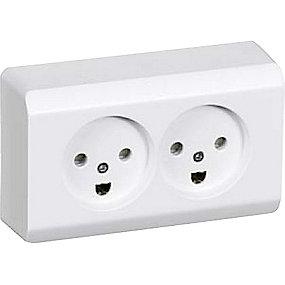 hvid jord polet 2 stikkontakt dobbelt udvendig for kning afd opus66 lk