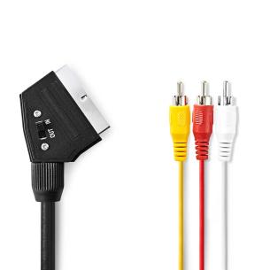 plastikpose sort pvc runde m 00 2 480p omskiftelig nikkelplateret han rca 3x han scart scart-kabel