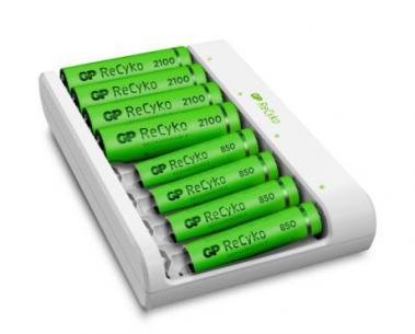 batterier inkl 4xaaa 4xaa batterioplader gp