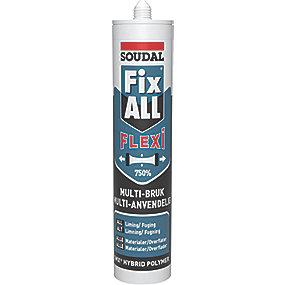 20 t op elastisk klber multifuge malbar hvid flexi all fix 290ml montagelim soudal