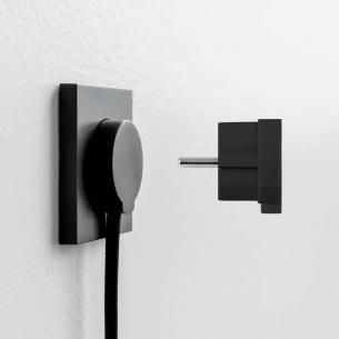 sort - flad rund jord med schuko stikprop design flad norm