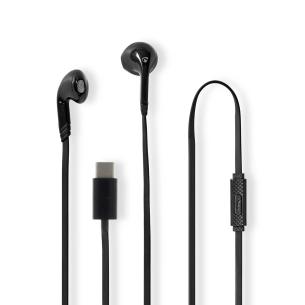 sort volumenkontrol mikrofon indbygget m 20 1 ngde kabell usb-c hovedtelefoner kablede nedis