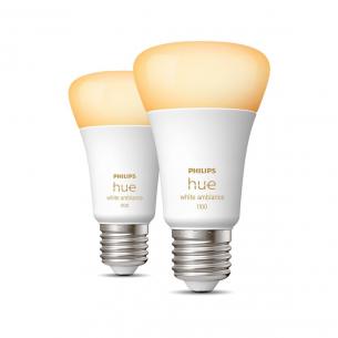 2-pak lumen 1100 1w 8 e27 ambiance white hue philips