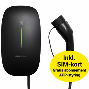 ip65 2 type 5m kabel med 3-faset 16a simkort med 4g bluetooth wifi one evon ladestation malmbergs