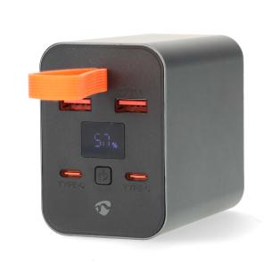 display lithium-polymer 0 qc3 100w 0 pd3 usb-c 1x forbindels input usb-c 2x usb-a 2x tilslutning output 4 output antal a 0 5 0 3 0 2 5 1 mah 30000 powerbank nedis