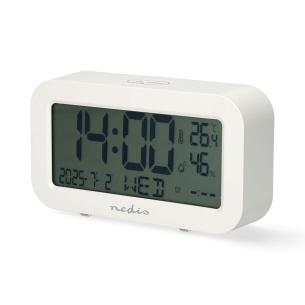 hvid funktion timer datovisning funktion snooze baggrundslys lcd kkeur v bord digitalt nedis