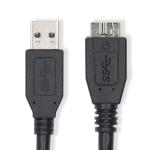 USB-kabel | USB 3.2 Gen 1 | USB-A Han | USB Micro-B han | 5 Gbps | Nikkelplateret | 2.00 m | Runde | PVC | Bl | Label