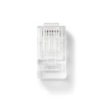 box gennemsigtig pvc stk 10 guldplateret lige cat5 utp stranded through pass rj45 rj45-stik