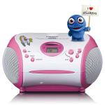 pink klistermrker og fm-radio cd-afspiller med boombox