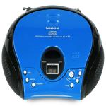black blue player cd with radio fm stereo portable lenco