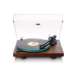 brown dark transmission bluetooth and platter glass with turntable lenco